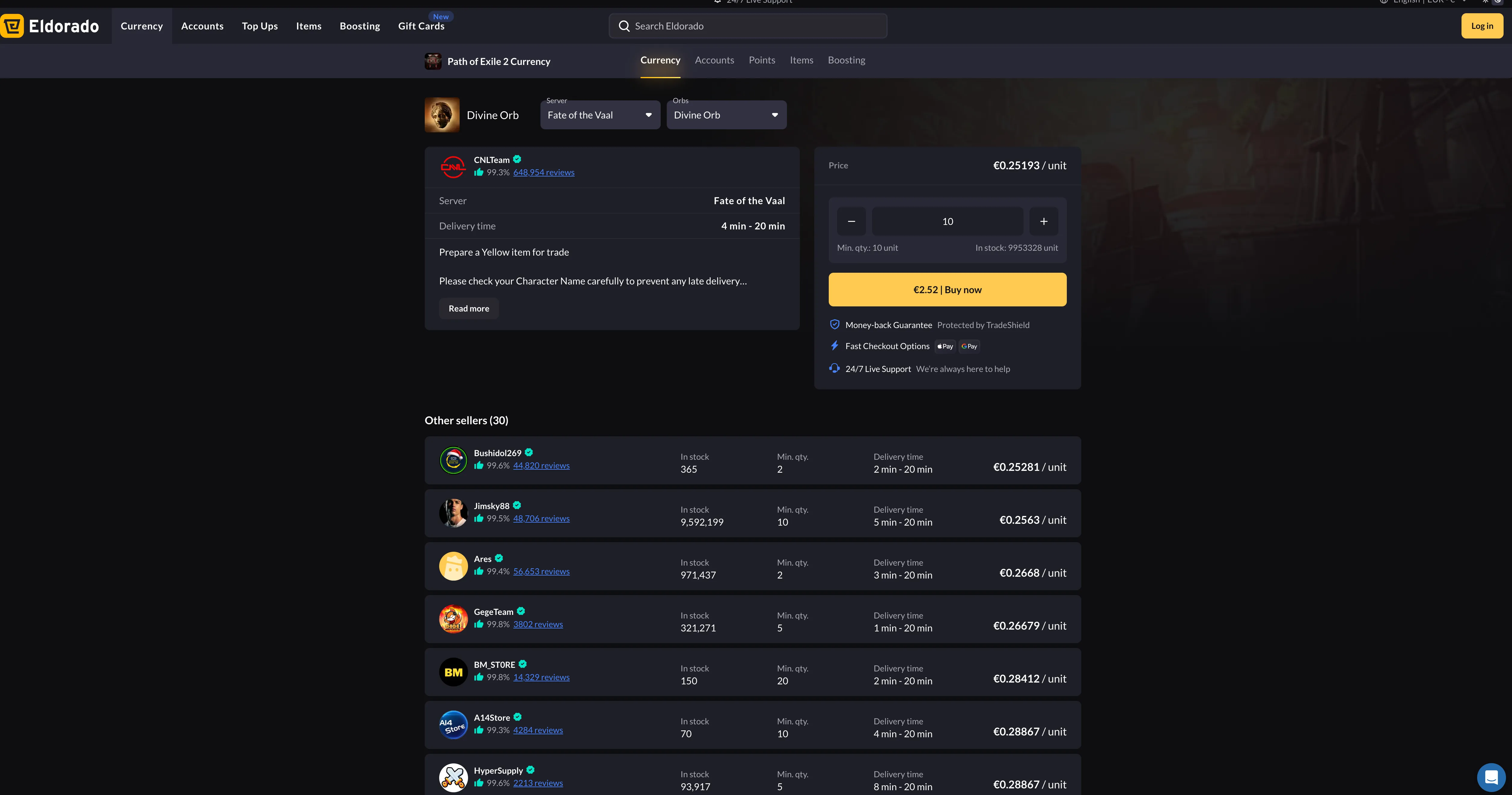 Eldorado poe currency